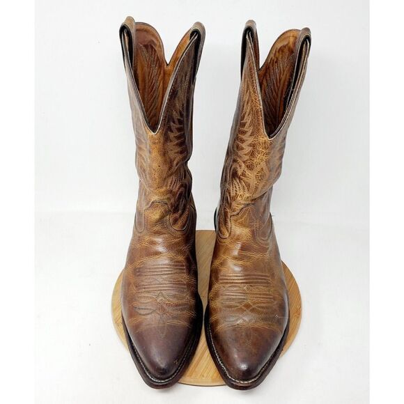 Boulet Boots Mens 9 3E WIDE Brown Leather Cowboy Shoes 1867 HillBilly Golden‎ - Picture 5 of 16